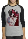 Camiseta Lucy Elfen Lied Anime Raglan Mescla Babylook 3/4