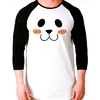 Camiseta Panda Face Cute Raglan 3/4 Unissex