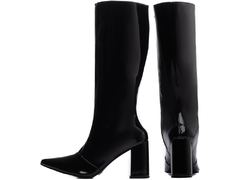 Bota Arrasadora Bico Fino Verniz Preto - Viviany Leal Store