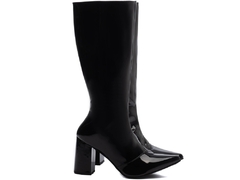 Bota Arrasadora Bico Fino Verniz Preto - Viviany Leal Store