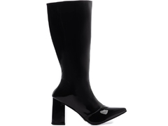 Bota Arrasadora Bico Fino Verniz Preto - Viviany Leal Store