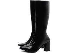 Bota Arrasadora Bico Fino Verniz Preto - comprar online