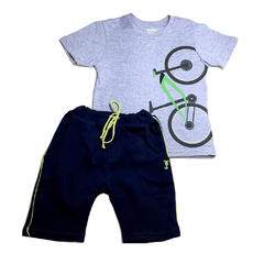Conjunto Menino Camiseta Malha Mescla Com Bermuda Bicicleta - comprar online