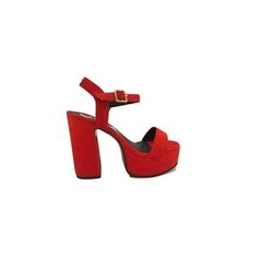 Zapato Mujer Sandalia Plataforma Natacha Gamuza Rojo #1120