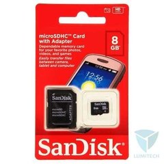 Memoria Micro Sd 8gb Clase 4 Sandisk Lumitech