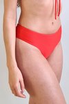 Calcinha de Biquíni de Cotelê Vermelho Tomate
