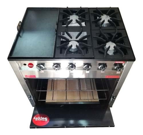 Cocina Industrial Pevi 4 Hornallas + Plancha 85 Cm Cuotas