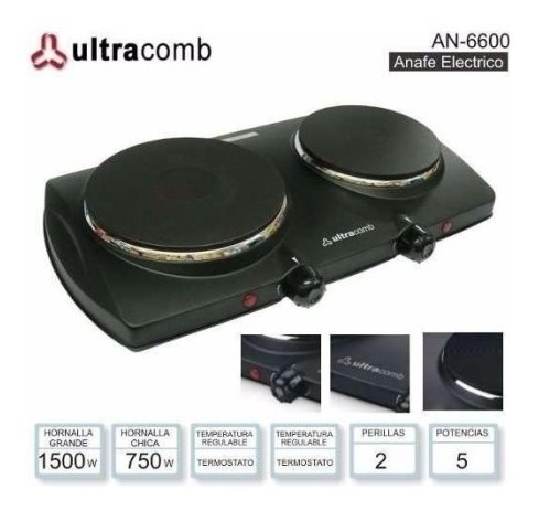 Anafe Eléctrico 2 Hornallas Ultracomb An-6600 Negro 220v