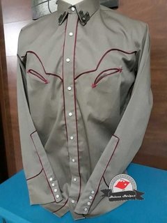 Camisa Western Masculina Cáqui/ Red Pear