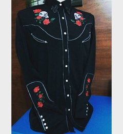Projeto ON STAGE Camisa Western Caveiras e Rosas - para Motorbastards