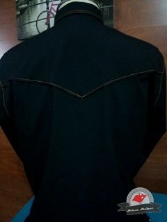 Camisa Western Masculina - Preta com Pespontos Caramelo na internet