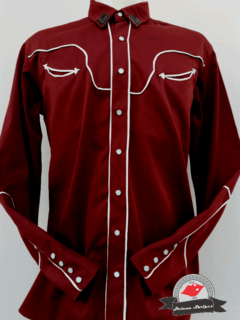 Camisa Western Masculina Red Pear/ Off White