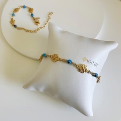 Pulseira Olho Grego e Trevo Brilho - PBDE716