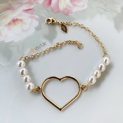 Pulseira Coração e Pérola Sentimento - PULPBDE1405 - comprar online