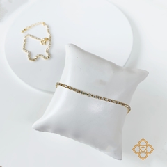 PULSEIRA LINHA STRASS LUXO FABULOSA FOLHEADA EM OURO 18K - PUL0034D