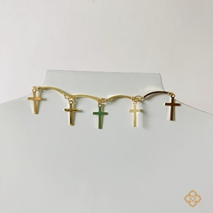 CHOCKER PINGENTES CRUZ 32CM FABULOSA FOLHEADA EM OURO 18K - CHO128 - comprar online