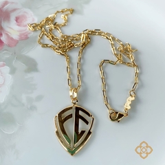CORRENTE MASCULINA ESCUDO FÉ 60CM FABULOSA FOLHEADA EM OURO 18K - CORPGM337 na internet