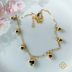 CORRENTE CORAÇÕES 40CM FABULOSA FOLHEADA EM OURO 18K - COL110