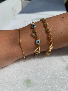 PULSEIRA OLHO GREGO COM PINGENTE CORAÇÃO FÉ - PUL192D - comprar online