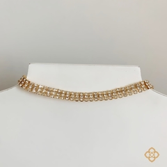 CHOCKER RIVIERA TRIPLO STRASS FOLHEADA EM OURO 18K - CHO212D - comprar online