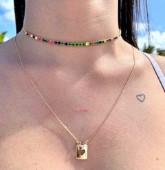 CHOCKER RIVIERA CRISTAL COLORIDO FOLHEADO A OURO 18K - CHO0054D - comprar online