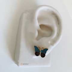 BRINCO BORBOLETA DE RESINA FLORESCER FOLHEADO A OURO 18K - BR0216D - loja online