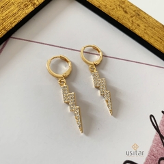 ARGOLA PINGENTE RAIO CRAVEJADA DE ZIRCONIAS FOLHEADA EM OURO 18 - ARG597D