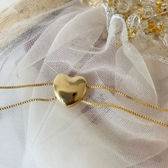 PULSEIRA CORRENTE DUPLA COM CORAÇÃO FOLHEADA EM OURO 18 - PUL1136D - comprar online
