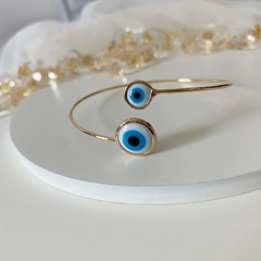 BRACELETE REGULAVEL OLHO GREGO FOLHEADO EM OURO 18 - BRAC010D - comprar online