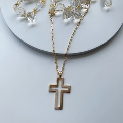 CORRENTE MASCULINA CRUZ VAZADA FOLHEADA A OURO 18K - CORPGM241D