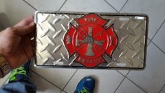 LOTE: Placa Decorativa do Bombeiros USA + Bandeira Veteranos - MILITARIA SBL 