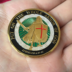 Moeda Toda a Armadura De Deus Para Proteção, Ore Sempre! Dourado Militar - loja online