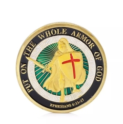 Moeda Toda a Armadura De Deus Para Proteção, Ore Sempre! Dourado Militar - comprar online