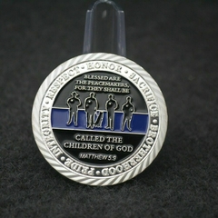 Moeda Police Officer Policial Cavaleiros Templários Flag Blue Line - MILITARIA SBL 