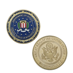 Moeda FBI Departamento Federal de Investigação Comemorativa Dourada