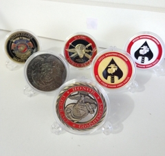 LOTE de 6 Moedas Militares US MARINES Comemorativa Ouro