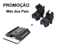 PROMOÇÃO Mês dos Pais KIT Alça e Massa de Mira rebatível + Trilho Duplo Angulado 45° para Trilho de 20mm