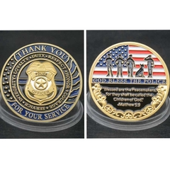 Moeda Medalha "Obrigado! Deus abençoe a polícia! Premiação Honraria Homenagem Condecoração