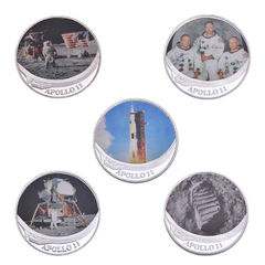 LOTE Conjunto Estojo 5 Moedas Comemorativas 50 anos da Apollo 11 NASA - comprar online