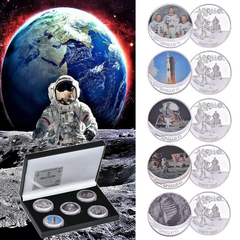 LOTE Conjunto Estojo 5 Moedas Comemorativas 50 anos da Apollo 11 NASA