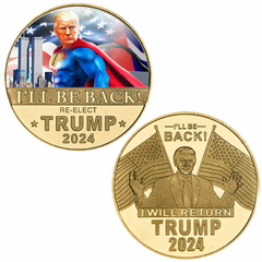 Funny Coin Moeda Presidente Donald Trump SUPAR MAN - Ouro