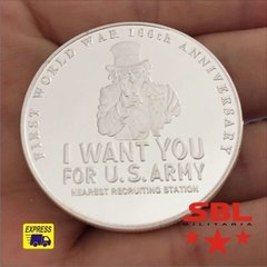Moeda Tio Sam Propaganda Alistamento Militar - Prata - MILITARIA SBL 