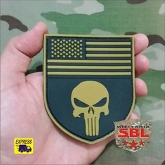 Patch Emborrachado Bandeira USA Punish Caveira - MILITARIA SBL 