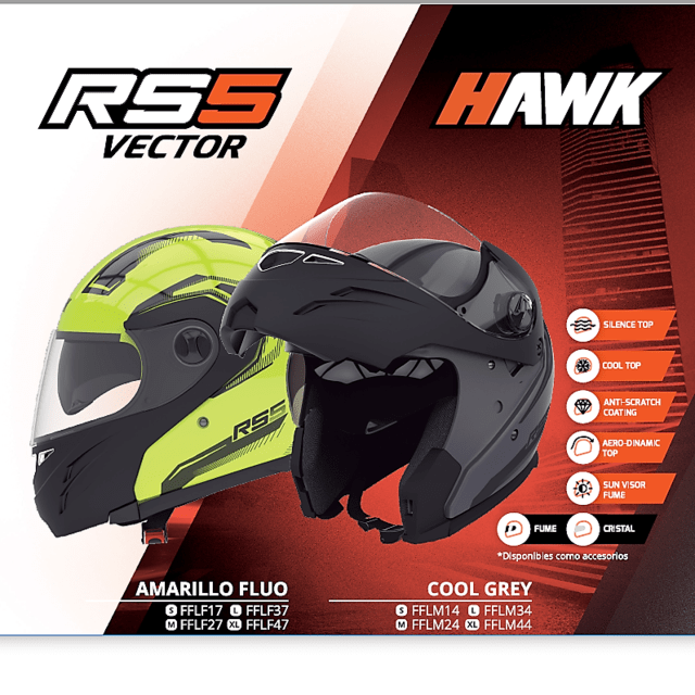 Casco Hawk RS5 Vector y Resistance - Rebatible con doble visor - Portal Moto Latino