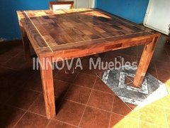 Mesa "Diseño" 1,40x1,40m con 8 Sillas Nahiara. Juego De Comedor Algarrobo. - tienda online