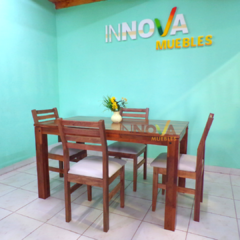 Mesa Alistonada de Algarrobo de 1.40 x 0.80 m. con 4 sillas modelo "Giuliana" - comprar online