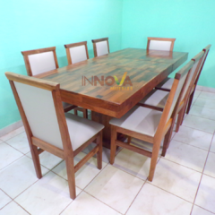 MESA EXTENSIBLE desde 1.60 m. x 0.90 m. hasta 2.00 m. x 0.90 m. con 8 sillas modelo "Danissa"