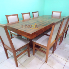 MESA EXTENSIBLE desde 1.60 m. x 0.90 m. hasta 2.00 m. x 0.90 m. con 8 sillas modelo "Danissa" - comprar online
