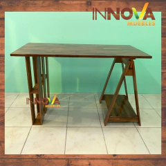 Escritorio Caballete 1,20m. Algarrobo - INNOVA Muebles