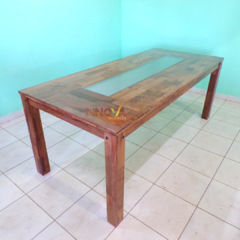 Mesa De Algarrobo Pradera Con Vidrio. 2,00 x 0,90 M. en internet
